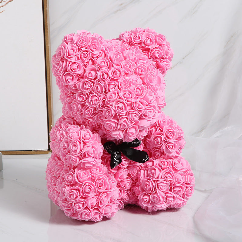 25cm Cute Flower Rose Bear Handmade Valentines Day 2020 Gift